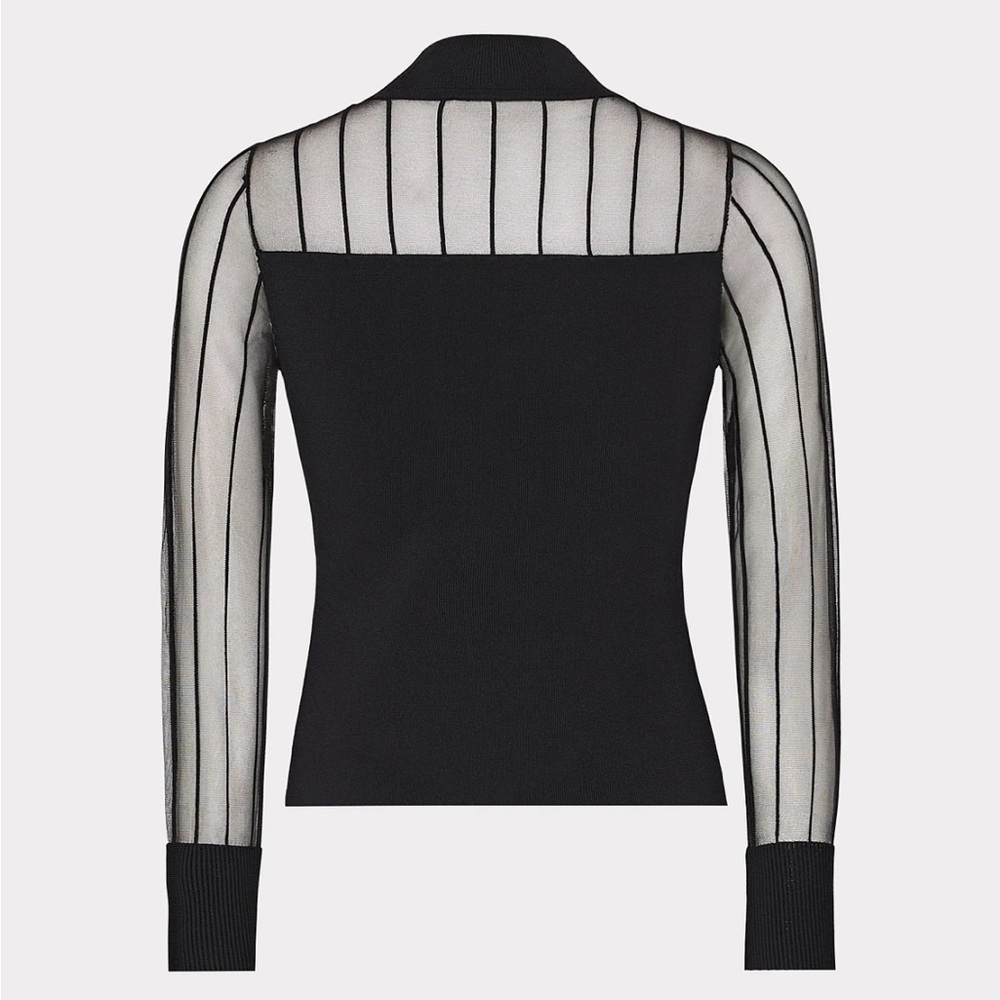 Milly Black Sheer mock neck long Sleeve Top size s - Picture 14 of 15
